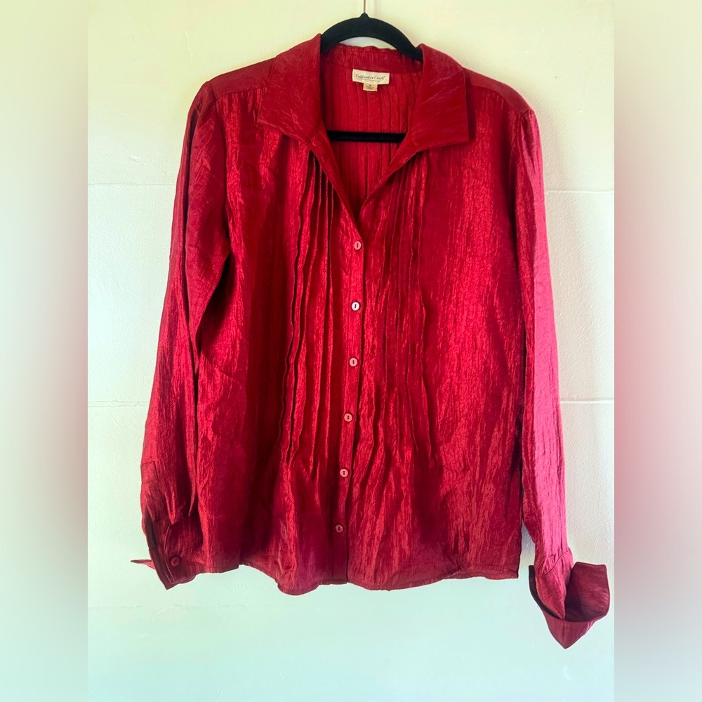Coldwater Creek women’s M holiday grandmacore metallic classic office blou…